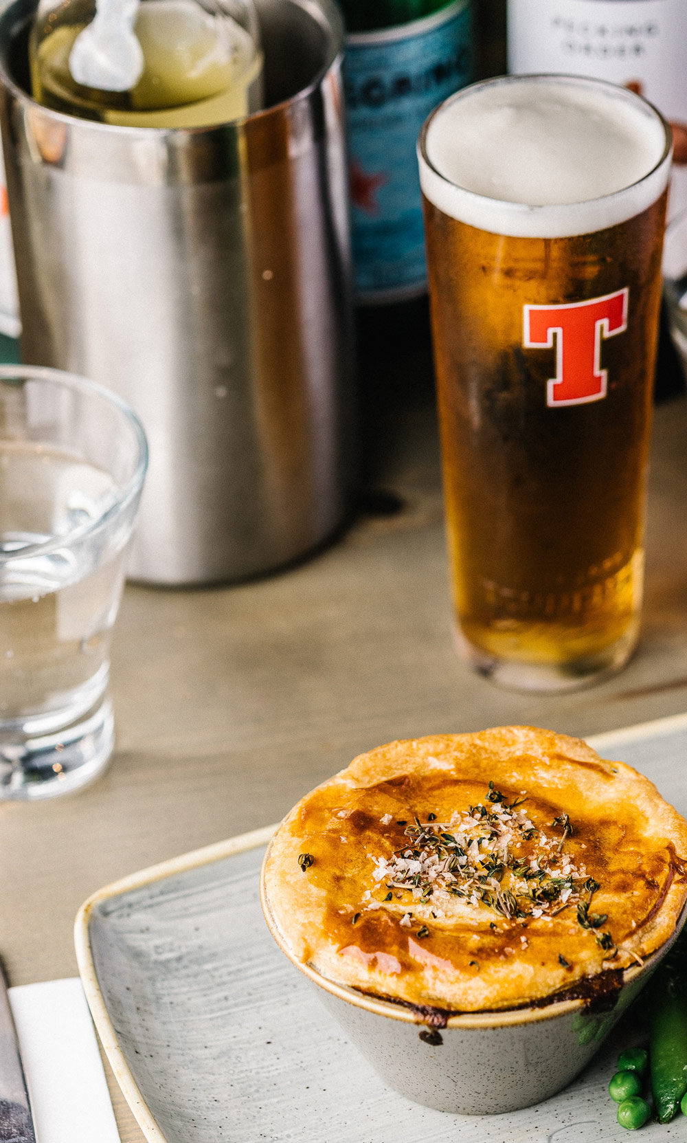 Pie and a pint of Tennents